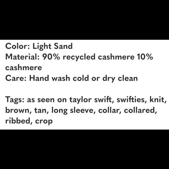 REFORMATION Cashmere Polo Size XS Camel As Seen On Taylor Swift… - Picture 15 of 16